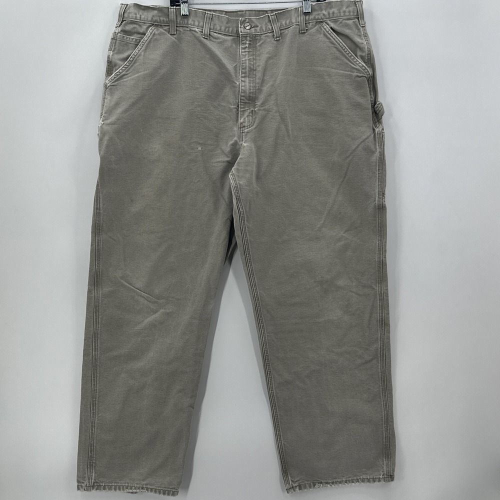 VTG Carhartt Pants Mens 42x31 Tan Carpenter Distressed Thrashed Barn Y2K Baggy